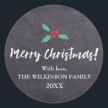 Merry Christmas •Chalkboard • Handlettering Classic Round Sticker<br><div class="desc">Product Name: "Classic Holiday Charm: Merry Christmas Chalkboard Handlettering Round Sticker" Product Description: Add a touch of classic holiday charm with our "Classic Holiday Charm: Merry Christmas Chalkboard Handlettering Round Sticker". This sticker captures the essence of the season with its timeless design. The sticker features the festive greeting "Merry Christmas"...</div>