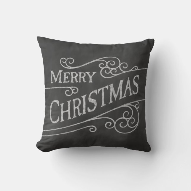 Merry Christmas Chalkboard Holiday Cushion (Front)