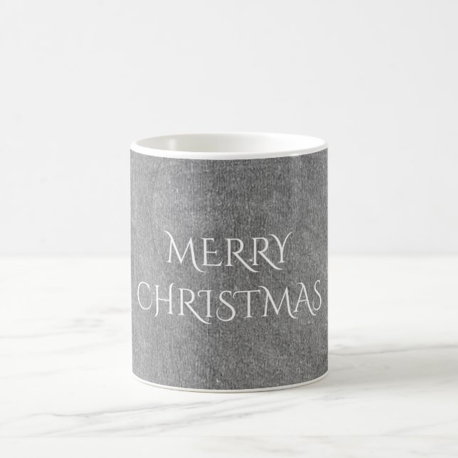 Merry Christmas Chalkboard Typography Black White Coffee Mug (Center)
