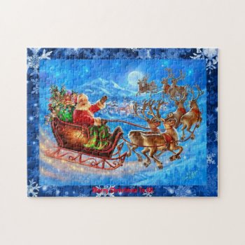 Merry Christmas Challenging Personalize Text Gift Jigsaw Puzzle by Frasure_Studios at Zazzle