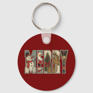 MERRY – Christmas Character Letter Art Keychain