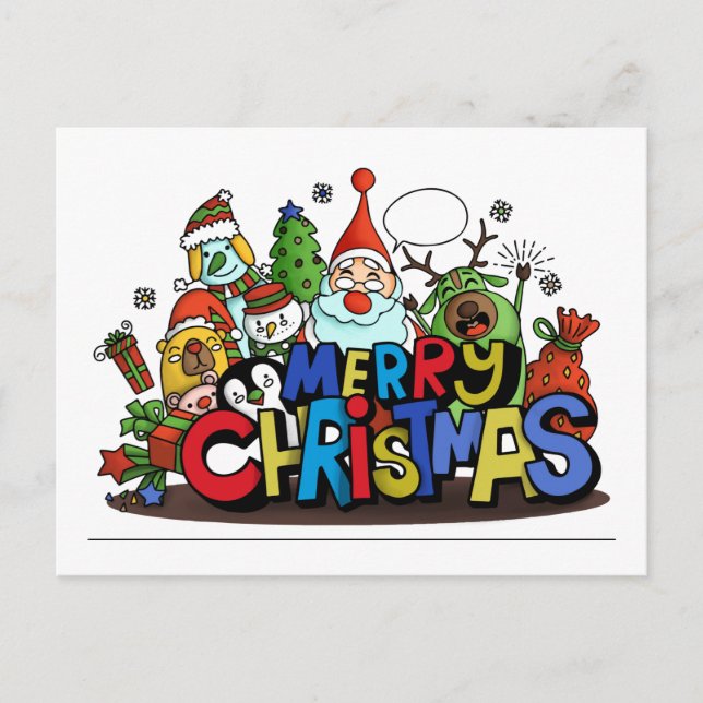Merry Christmas Characters Holiday Postcard (Front)