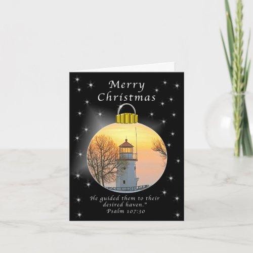 Merry Christmas Cheboygon Lighthouse Holiday Card