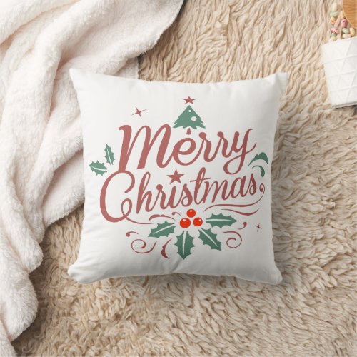 Merry Christmas Check Plaid Personalized Reindeer  Throw Pillow