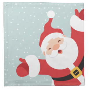 Merry Christmas Cheerful Santa   Cloth Napkin
