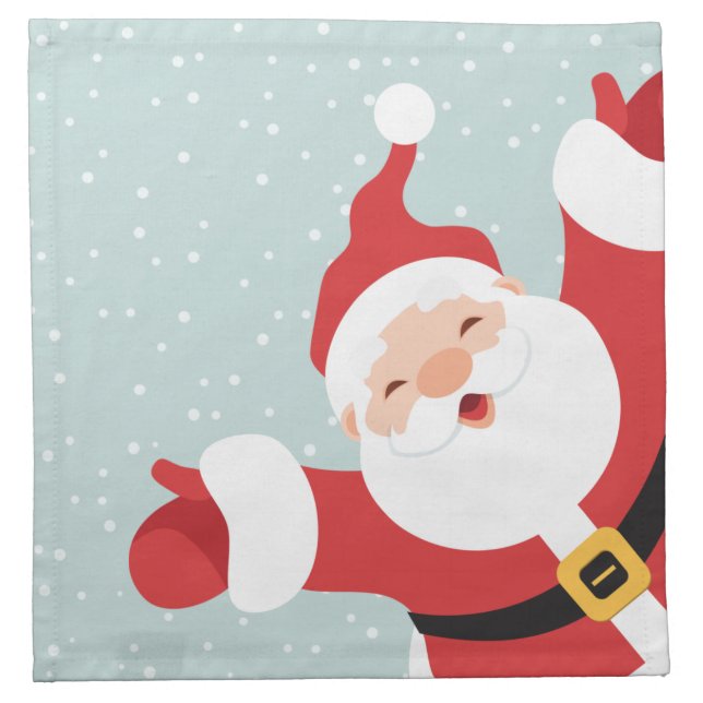 Merry Christmas Cheerful Santa | Cloth Napkin (Front)