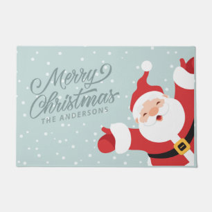 Merry Christmas Cheerful Santa   Doormat