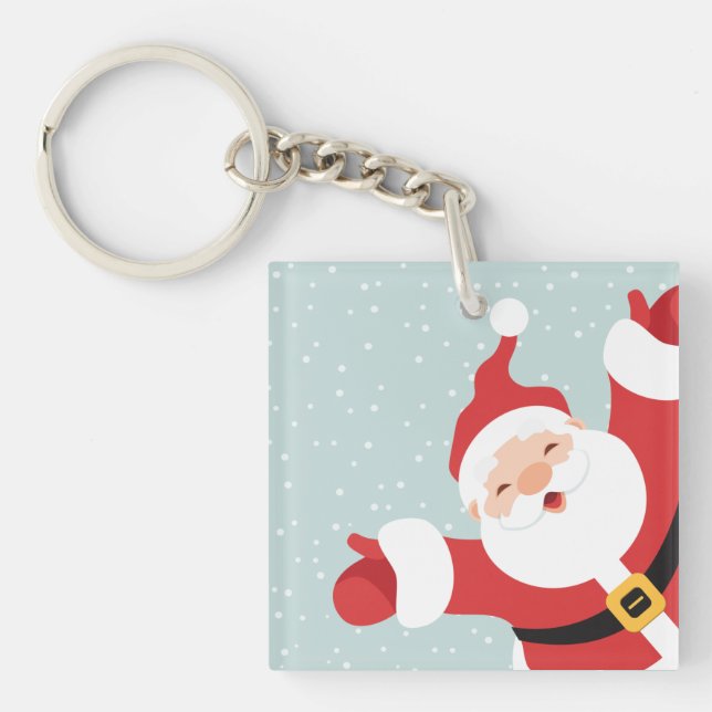 Merry Christmas Cheerful Santa | Keychain (Front)