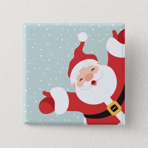 Merry Christmas Cheerful Santa  Pin Button