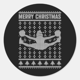 Merry Christmas Cheerleading Girl Lover Ugly Xmas Classic Round Sticker