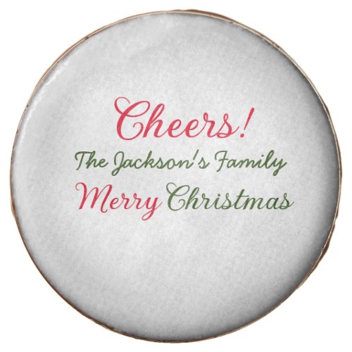 merry christmas cheers add family name text photo  chocolate covered oreo
