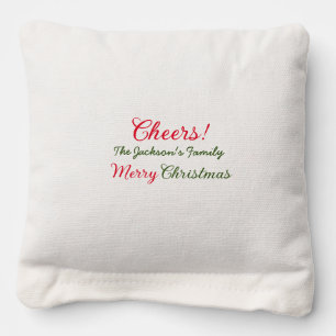 merry christmas cheers add family name text photo cornhole bags