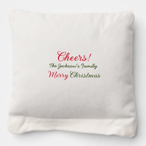 merry christmas cheers add family name text photo  cornhole bags