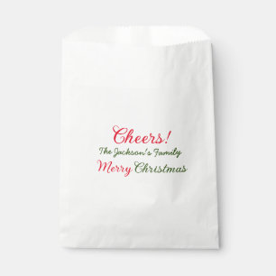 merry christmas cheers add family name text photo favor bag