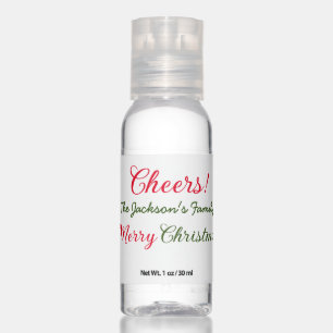merry christmas cheers add family name text photo hand sanitizer