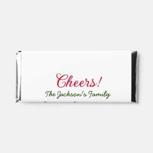 merry christmas cheers add family name text photo  hershey bar favors