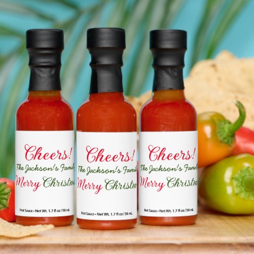 merry christmas cheers add family name text photo  hot sauces