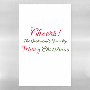 merry christmas cheers add family name text photo  magnetic dry erase sheet