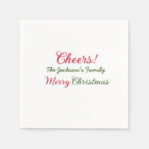 merry christmas cheers add family name text photo napkins