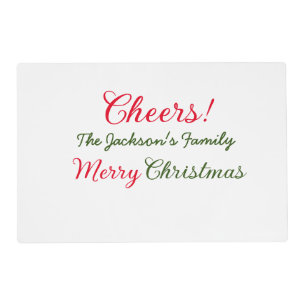 merry christmas cheers add family name text photo placemat
