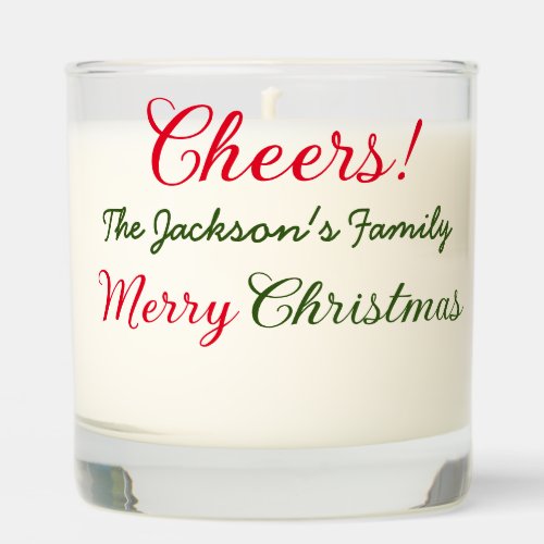 merry christmas cheers add family name text photo  scented candle