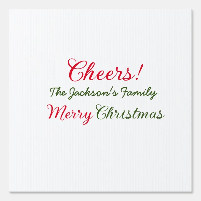 merry christmas cheers add family name text photo  sign (Front)