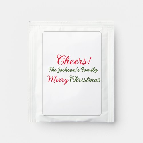 merry christmas cheers add family name text photo  tea bag drink mix