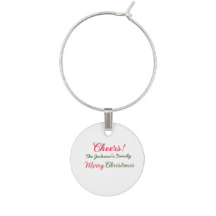 merry christmas cheers add family name text photo wine charm
