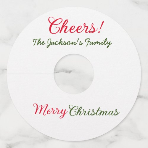 merry christmas cheers add family name text photo  wine glass tag