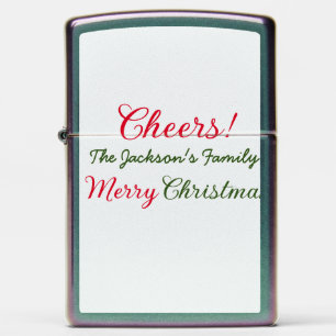 merry christmas cheers add family name text photo zippo lighter