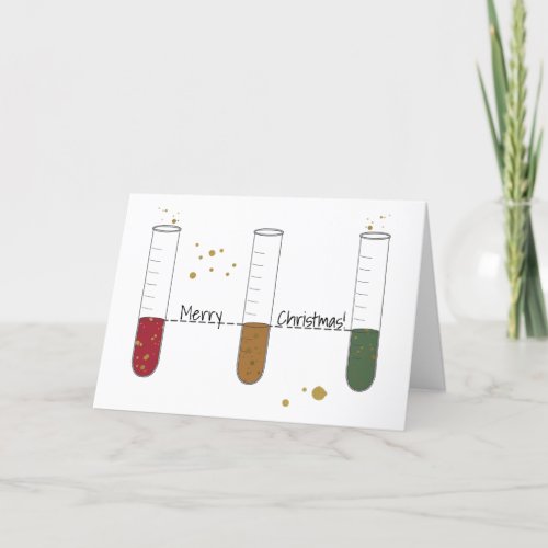 Merry Christmas Chem Science Test Tube Lab Teacher Holiday Card