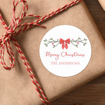 Merry Christmas Chic Coquette Red Bow Personalized