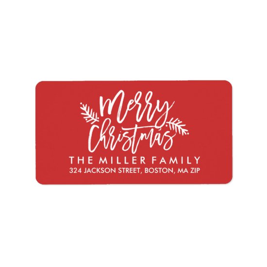 Merry Christmas Chic Hand Lettered Holiday Label