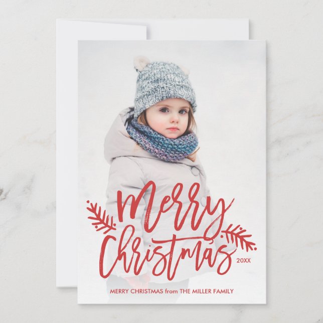 Merry Christmas Chic Hand Lettered Holiday Photo (Front)