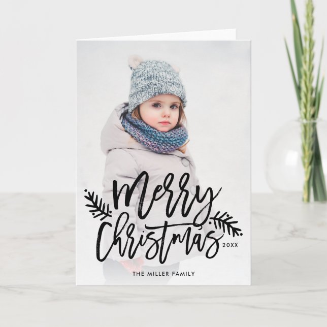 Merry Christmas Chic Hand Lettered Holiday Photo (Front)