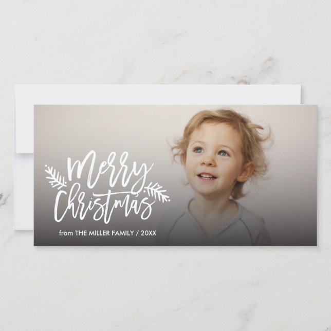 Merry Christmas Chic Hand Lettered Holiday Photo (Front)