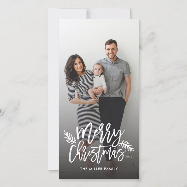 Merry Christmas Chic Hand Lettered Holiday Photo (Front)