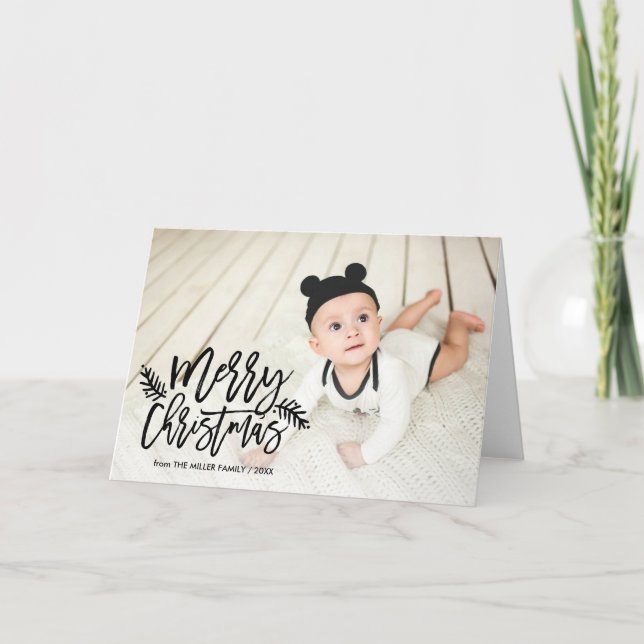 Merry Christmas Chic Hand Lettered Holiday Photo (Front)
