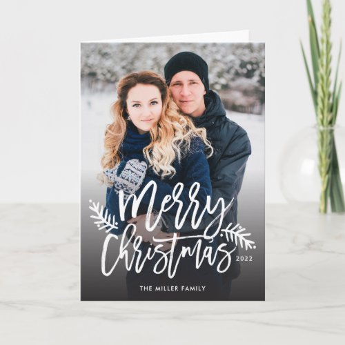 Merry Christmas Chic Hand Lettered Holiday Photo