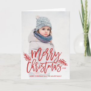 Merry Christmas Chic Hand Lettered Holiday Photo Card
