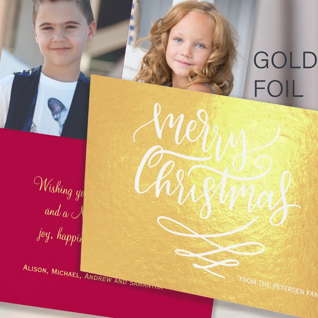 Merry Christmas chic modern calligraphy script Foil Card (Creator Uploaded)