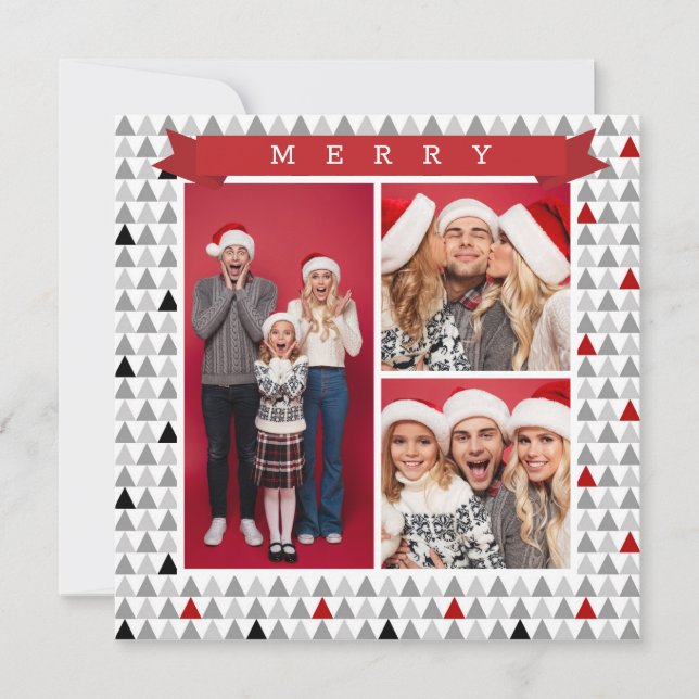 Merry Christmas Chic Modern Tree Pattern 3 Photo (Front)