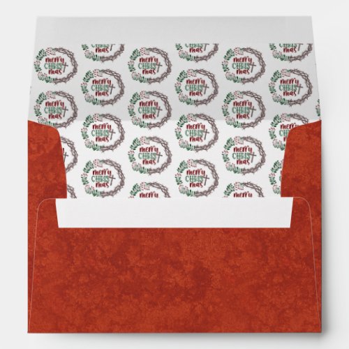 Merry CHRISTmas Chic Red Religious Wreath  Envelope