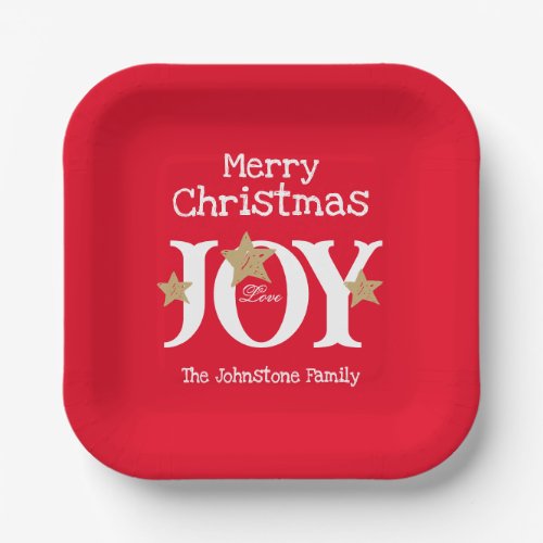 Merry Christmas Chic Script Elegant Red Christmas Paper Plates