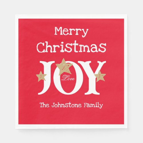 Merry Christmas Chic Script Red Christmas Paper    Napkins