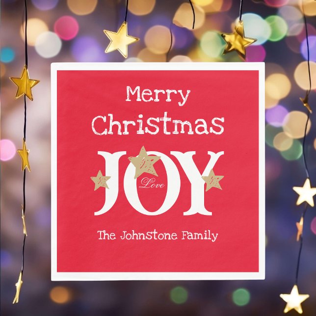 Merry Christmas Chic Script Red Christmas Paper    Napkins (Brighten up your festive holiday gathering with these bold Christmas red paper napkins.)