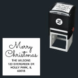Merry Christmas Chic Simple Script Return Address Self-inking Stamp<br><div class="desc">Add a personalized finishing touch to holiday card envelopes with an elegant return address self-inking stamp. All wording on this template is easy to customize or delete, including "Merry Christmas." As an option, change the script typography to your name, and use the rest for the address only. The design features...</div>