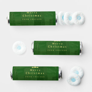 Merry Christmas Chicago Green Custom Breath Savers® Mints