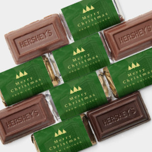 Merry Christmas Chicago Green Gold Chocolate Bars Hershey's Miniatures