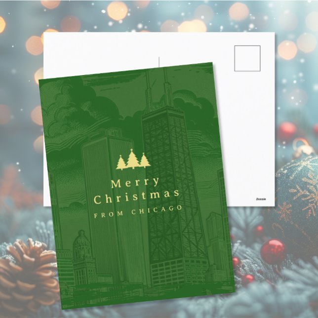 Merry Christmas Chicago Holiday Post Card (Merry Christmas Chicago Holiday Post Card (front and back))